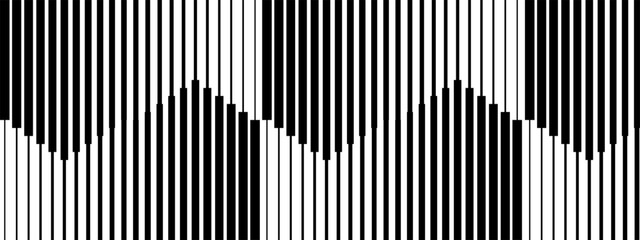 Vertical stripes pattern with faded halftone effect. Straight parallel black lines on white background. Wallpaper with optical illusion. Abstract geometric streaky print. Vector graphic illustration.