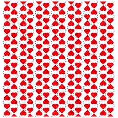 Red heart pattern. Repeating love arrows. Valentine vector layout. Romantic white background.