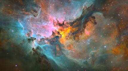 Fototapeta premium Cosmic Nebula Vibrant Colors Space Art