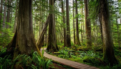 Obraz premium a mystical forest in canada where ancient trees whisper secrets to passing travelers