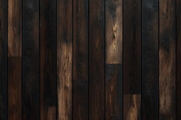 close-up view of dark brown and black wooden floor panels with visible grain texture and varied shades creating a rustic and warm atmosphere