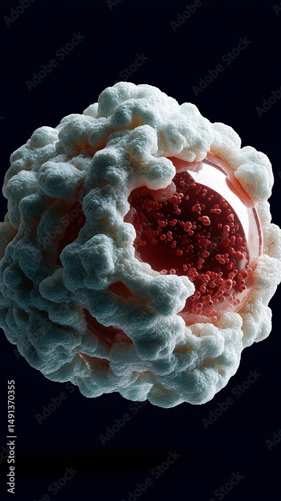 Poster microscopic view of organic cell revealing intricate internal structure