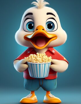 Niedliches Entchen mit Popcorn
