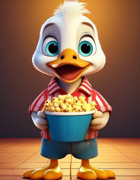 Niedliches Entchen mit Popcorn