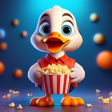Niedliches Entchen mit Popcorn
