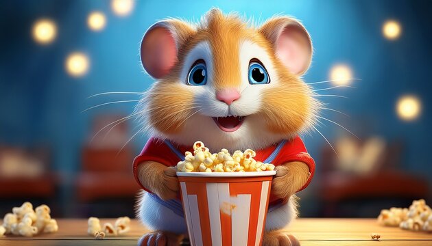 Niedlicher Hamster mit Popcorn