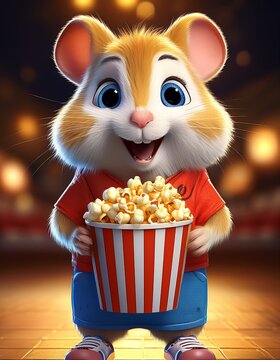 Niedlicher Hamster mit Popcorn
