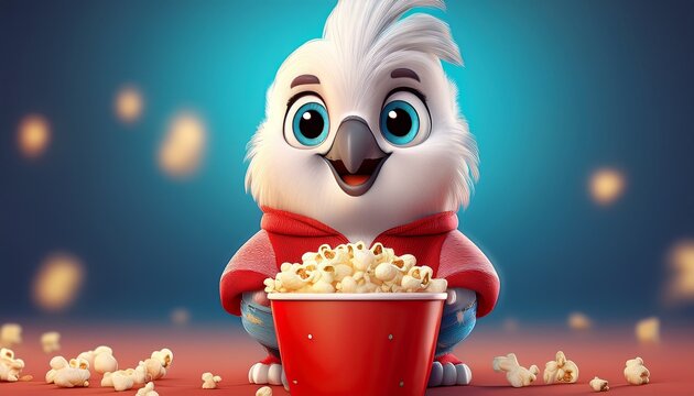 Niedlicher Kakadu mit Popcorn