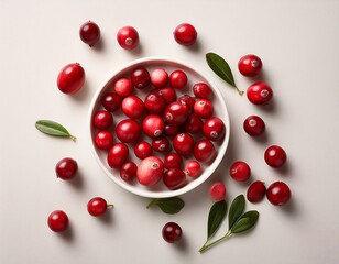 fresh cranberries arranged in a minimalist style against a light background