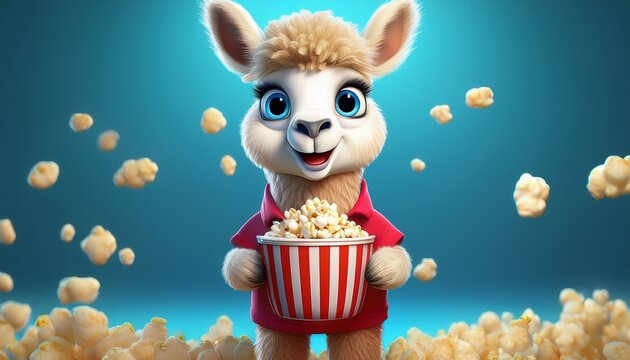 Alpaka mit Popcorn