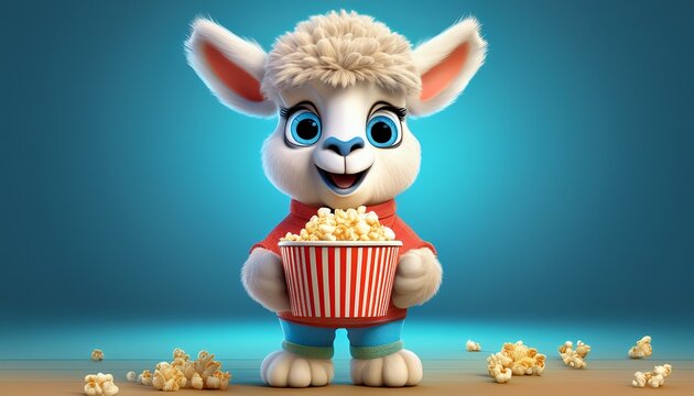 Alpaka mit Popcorn