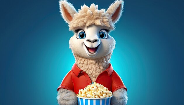Alpaka mit Popcorn