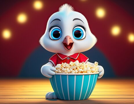 wei&szlig;e Taube mit Popcorn