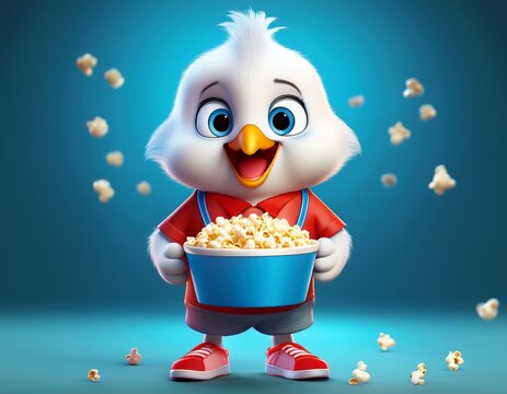 wei&szlig;e Taube mit Popcorn