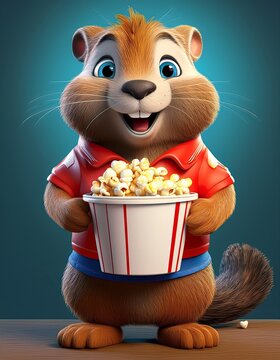 Biber mit Popcorn