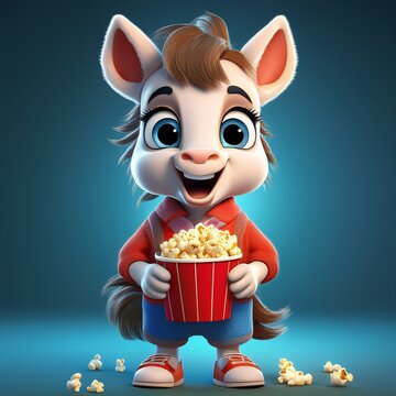 Niedliches Pferd mit Popcorn