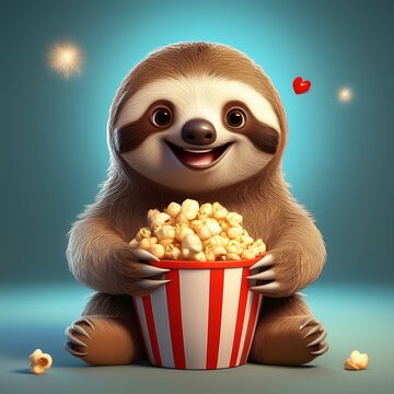 Faultier mit Popcorn