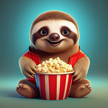 Faultier mit Popcorn