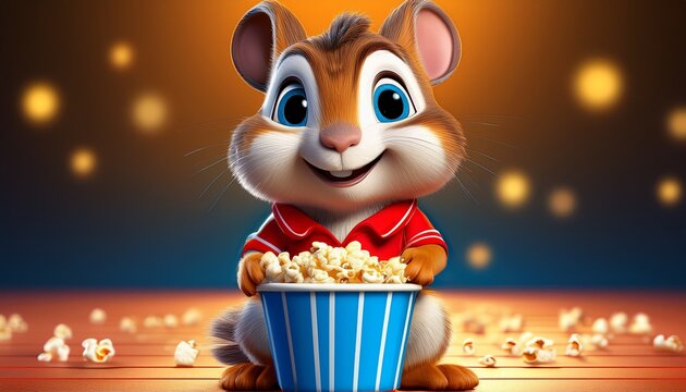 Niedliches Streifenh&ouml;rnchen mit Popcorn