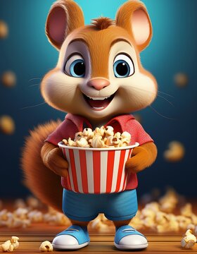 Eichh&ouml;rnchen mit Popcorn