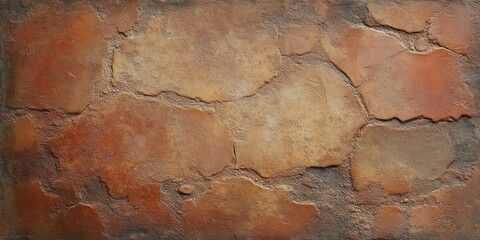 Fototapeta premium close-up of textured cracked rusty orange and brown surface resembling old peeling paint or weathered wall