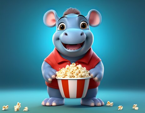 Nilpferd mit Popcorn