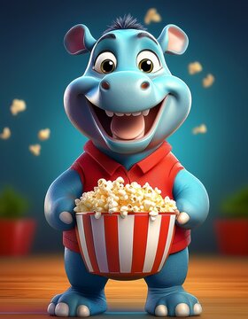 Nilpferd mit Popcorn
