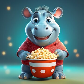 Nilpferd mit Popcorn