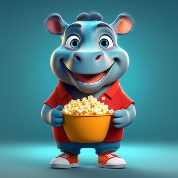 Nilpferd mit Popcorn