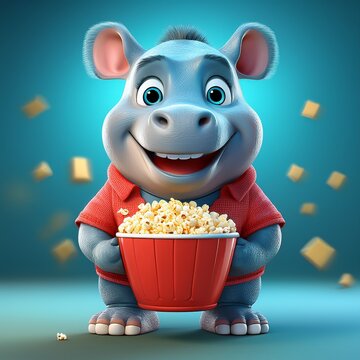 Nilpferd mit Popcorn