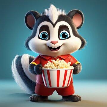 Stinktier mit Popcorn