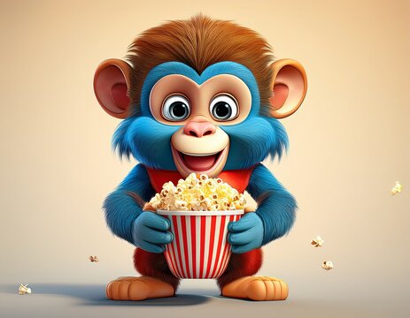 Mandrill &Auml;ffchen mit Popcorn