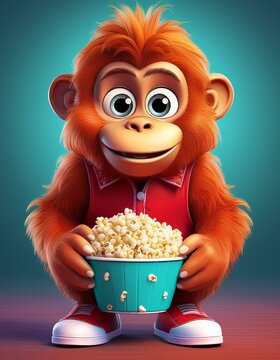 Orang Utan mit Popcorn