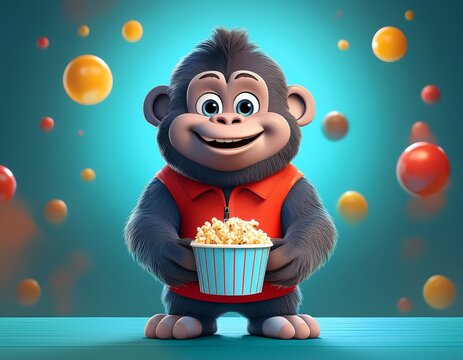 Gorilla mit Popcorn