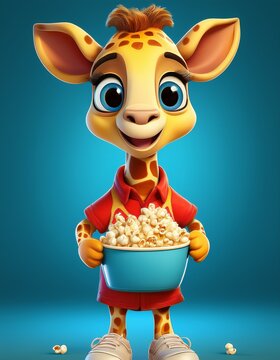 Giraffe mit Popcorn