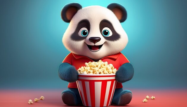 Panda mit Popcorn