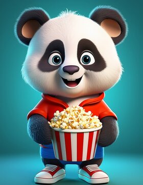Panda mit Popcorn