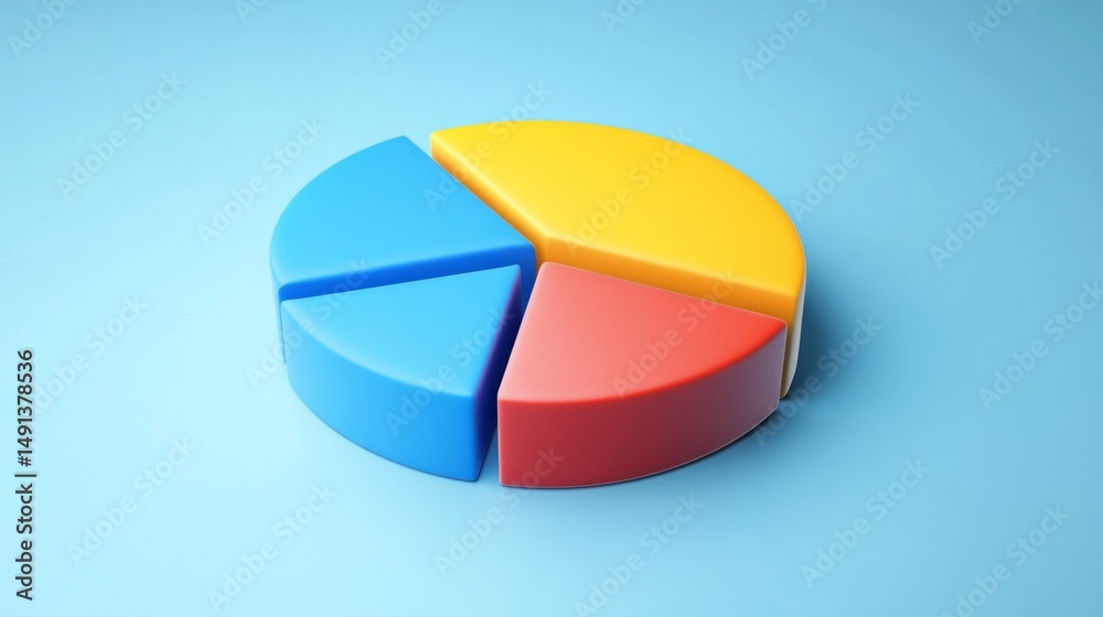 Aufkleber A financial pie chart and line graph in vibrant colors, depicting key business data and market insights on a sleek, modern screen.