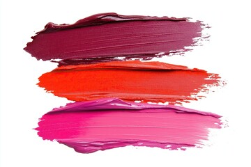 Test strokes of lipstick drawn on a white background