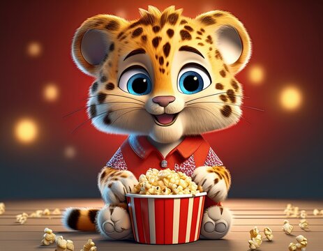 Leopard mit Popcorn 