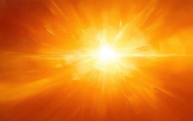 Obraz premium Radiant bright orange and yellow sunburst with intense glowing center and dynamic rays spreading outward, evoking warmth and energy