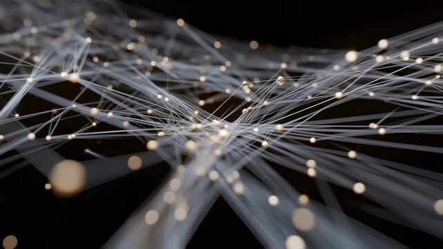 A dynamic visualization of a knowledge graph expanding from a single node to a vast network symbolizing the growth and interconnectivity of information over time with lines representing