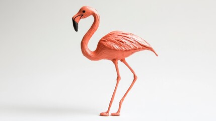 Obraz premium Pink flamingo figurine isolated on white background. (1)