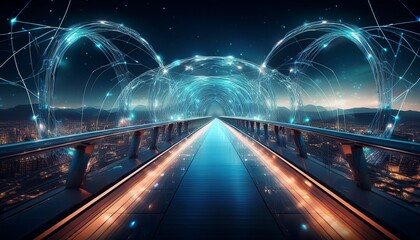 futuristic bridge representing the future of global business connections and international networks