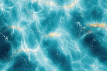 Abstract close-up of sunlit clear blue water with gentle waves and shimmering reflections creating a peaceful and calming effect