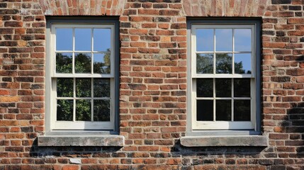 Fototapeta premium Pair of Classic Windows on Brick Wall