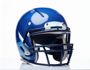 Fototapeta premium modern blue football safety helmet on white background