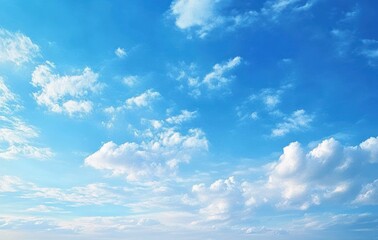 Obraz premium Wide blue sky with scattered white fluffy clouds on a bright day