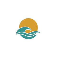 Sunset Over Ocean Waves Logo