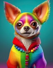 3D Chihuahua in regenbogen Farben